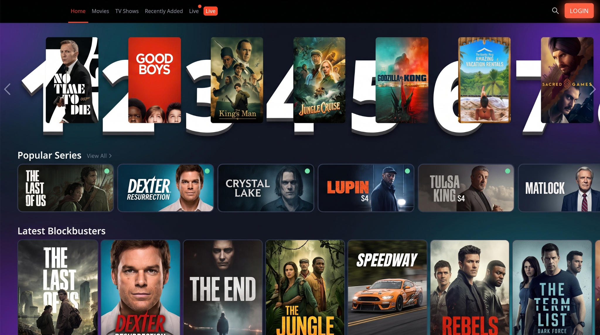 Tashan IPTV IPTV on-demand library with trending movies and series on a Smart TV